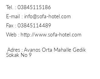 Sofa Hotel iletiim bilgileri